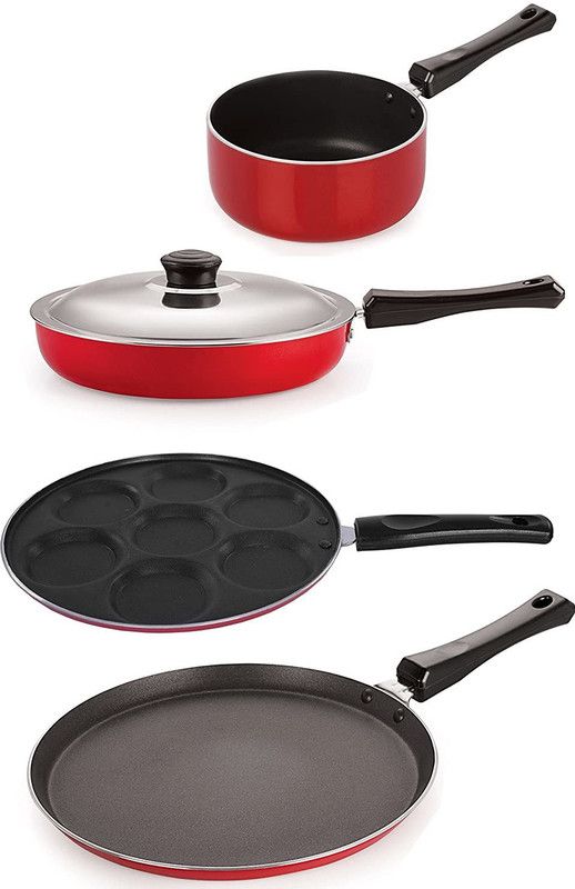 NIRLON FT13_FP12_SP(M)_UP7________ Non-Stick Coated Cookware Set  (PTFE (Non-stick), Aluminium, 4 - Piece)