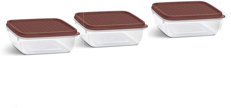 MILTON Flat Max 600 - 530 ml, 530 ml, 530 ml Plastic Fridge Container  (Pack of 3, Brown)
