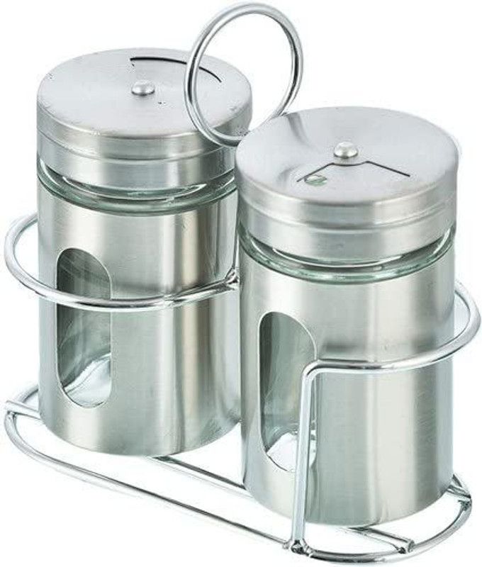 khodal Salt & Pepper Set  (Stainless Steel, Glass, Silver)