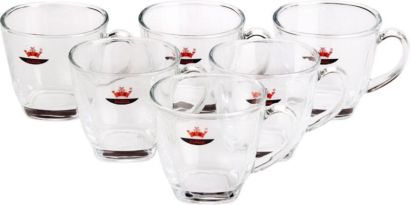 Bloom Pack of 6 Glass New Designer Tea Cup_01124  (White, Cup Set)