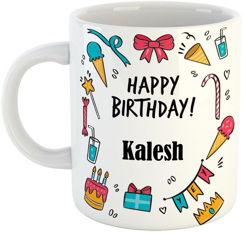 Furnish Fantasy Best Gift for Birthday, Color - White, Name - Kalesh Ceramic Coffee Mug  (350 ml)