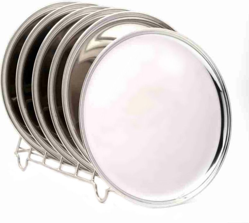 ESS KAY Set of six half stainless steel plates heavy guage ( 20.5 cm) Dinner Plate  (Pack of 6)