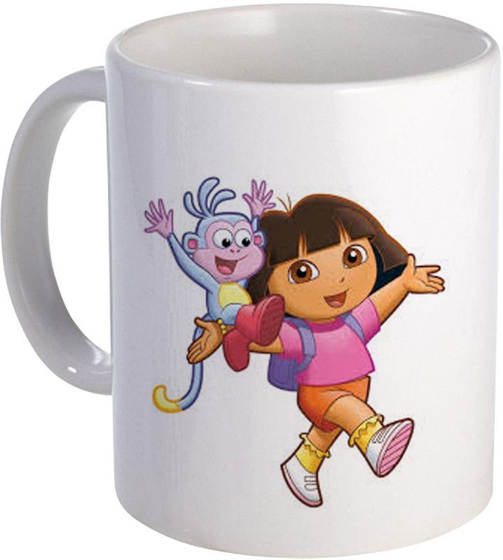 COLOR YARD best dora cartoons enjoying design on white Ceramic Coffee Mug  (325 ml)