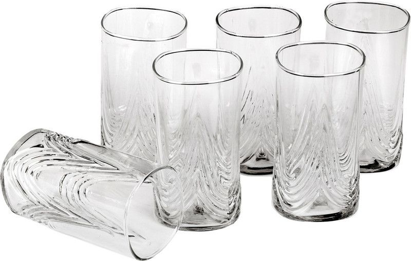 Somil (Pack of 6) Multipurpose Designer Look Transparant Glass Set Of Four No_SK64 Glass Set Water/Juice Glass  (330 ml, Glass, Clear)