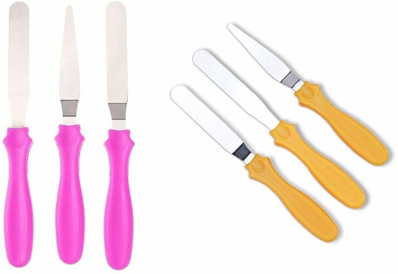 MOREL CAKE KNIFE SET 3-IN-1 MULTI-FUNCTION STAINLESS STEEL CAKE KNIFE SET, 3-PIECES, KITCHEN TOOL SET (PINK/MULTICOLOR) PACK OF 2 SETS Kitchen Tool Set  (Baking Tools)