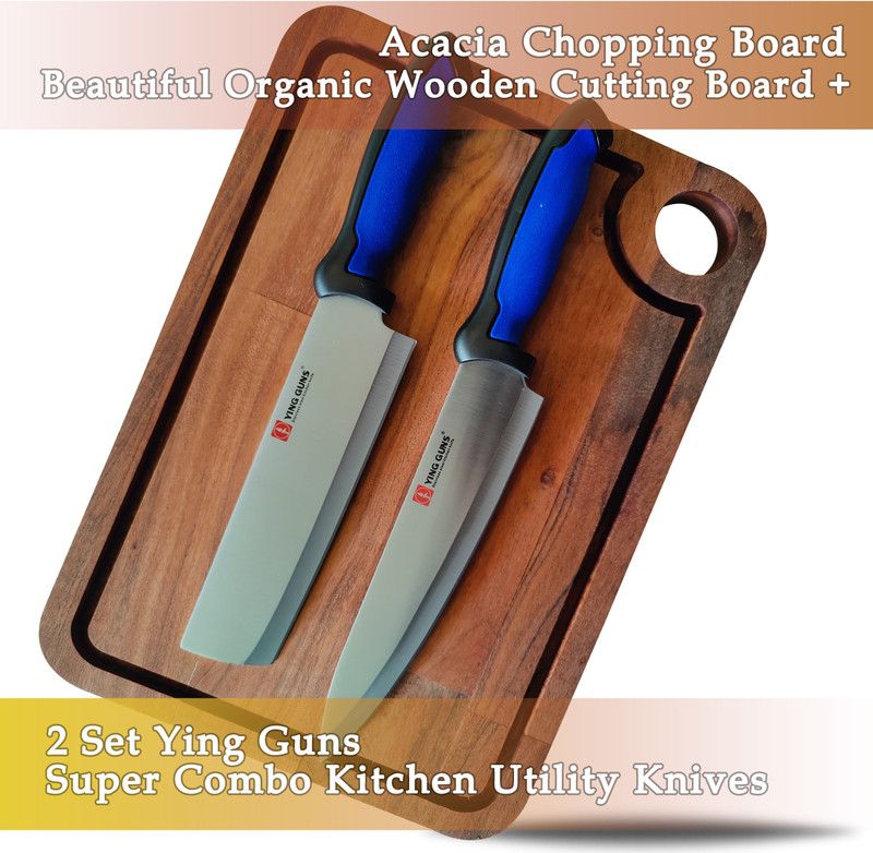 Hozon Chopping Board And Stainless Steal Knife Set (1 Chopping board & 2 Set Of Knife) Kitchen Tool Set  (Chopper, Cutter, Cutting Board, Knife, Slicer)