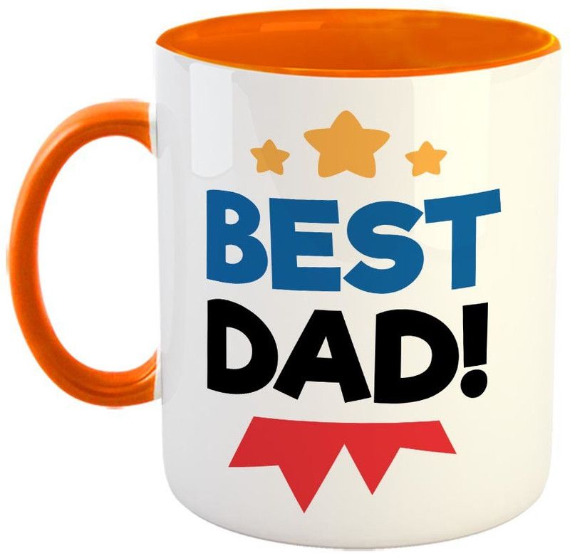 Furnish Fantasy - Best Dad Coffee - Best Gift for Dad on Birthday / Father's Day - Color - Orange (0558) Ceramic Coffee Mug  (350 ml)