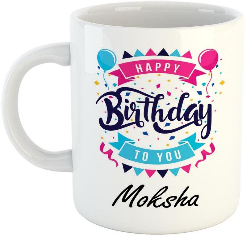 FABTODAY Best Personalised Gift for Birthday, Name - Moksha Ceramic Coffee Mug  (350 ml)