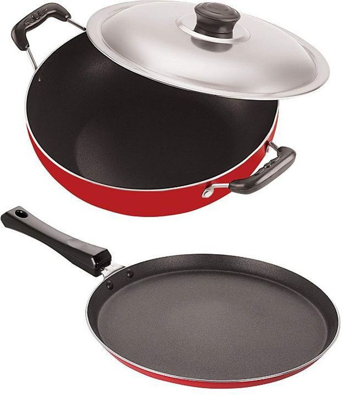 NIRLON Non-Stick Deep Kadhai and Tawa Combo Gift Set Offer Non-Stick Coated Cookware Set  (Aluminium, 2 - Piece)