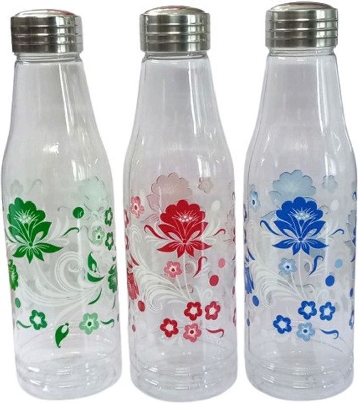 AneriDEALS Crystal Clear Printed Water Bottle for Fridge, for Home Office Gym School Boy, 1000 ml Bottle  (Pack of 4, Clear, Plastic)