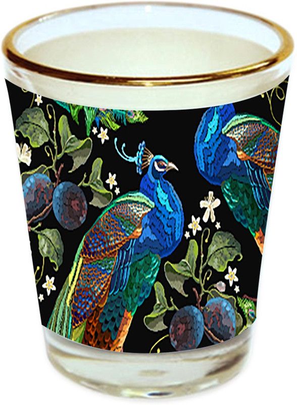 Sri Sai Shopping vodka shot glass multicolor floral design with golden rim for home and bar accessories 40ml (style-10406) Glass Shot Glass  (40 ml, Glass, Multicolor)