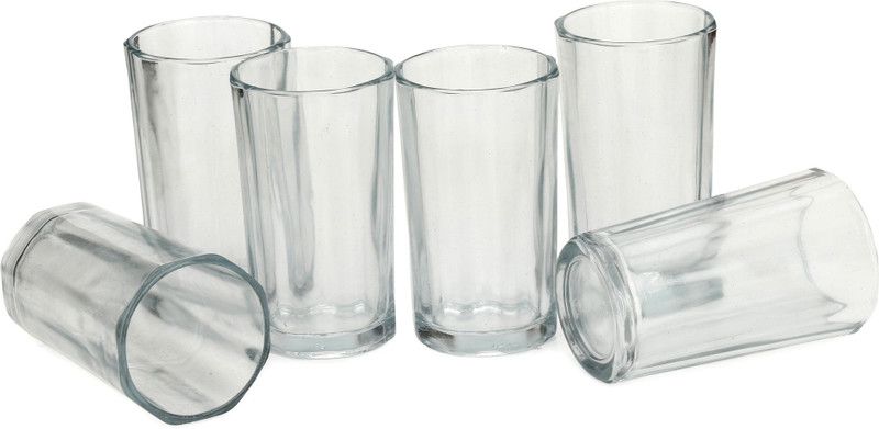 AFAST (Pack of 6) Self Designer White Transparent Multi Purpose Beverage Tumbler Drinking Glass Set (Set Of Six) B05 Glass Set Water/Juice Glass  (300 ml, Glass, Clear)