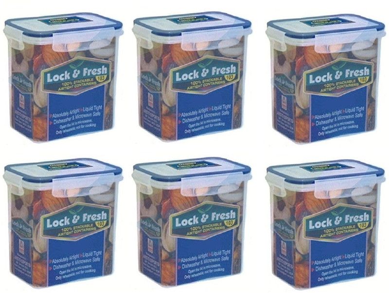 Kritika Enterprise Lock & Fresh-103 Airtight - 1300 ml Plastic Utility Container  (Pack of 6, Clear)