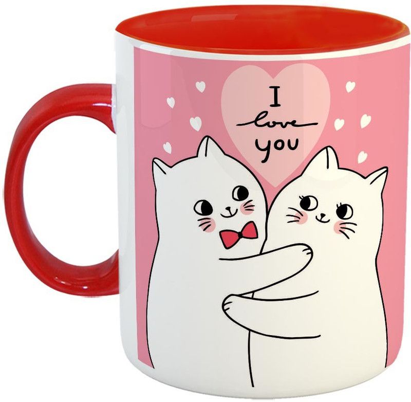 Furnish Fantasy I Love You Ceramic Coffee - Best Gift for Husband, Boyfriend, Girlfriend, Wife, Valentine Day Gift - Color - Red (0894) Ceramic Coffee Mug  (350 ml)