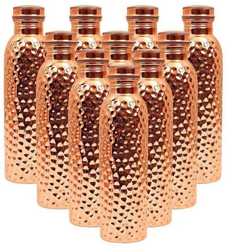 Shri Krishna Copper Hammered Design Bottle, 10 Set 10000 ml Bottle  (Pack of 10, Brown, Copper)
