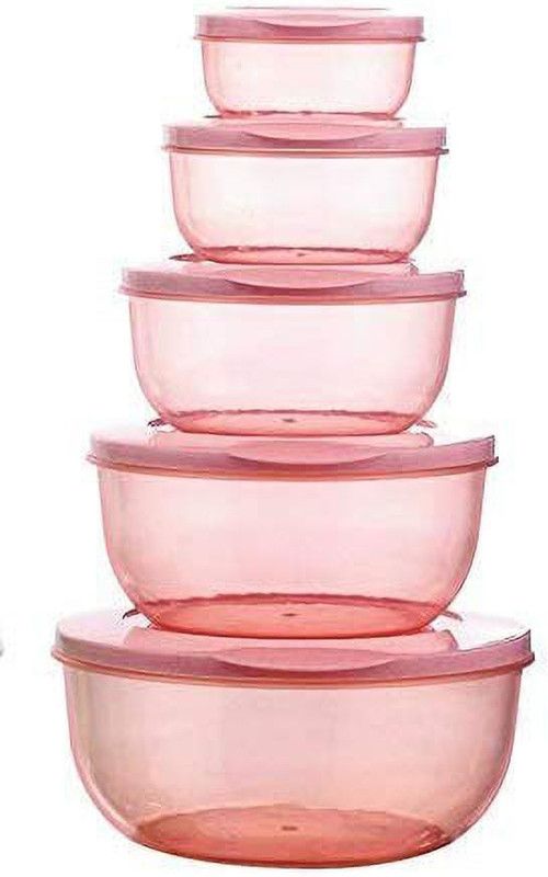 SMB ENTERPRISES Plastic Fridge Container - 290 ml, 580 ml, 1000 ml, 1700 ml, 2700 ml  (Pack of 5, Pink)