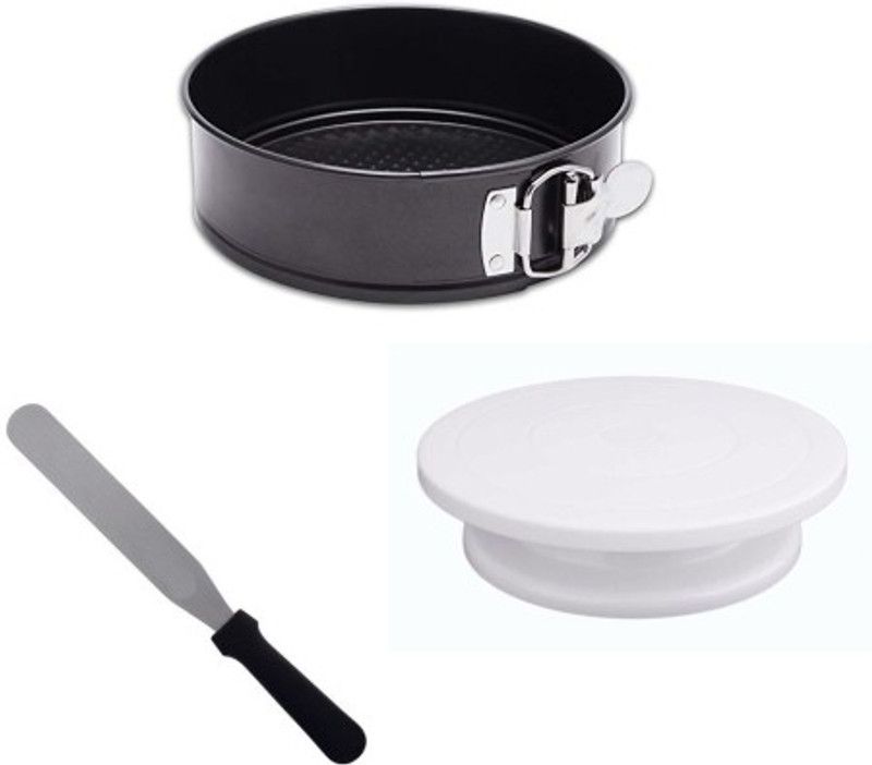 Kosh 1 Teflon Coated Cake Mould 1Kg, 1 Plastic Turntable, 1 Palette Knife Kitchen Tool Set  (Baking Tools)