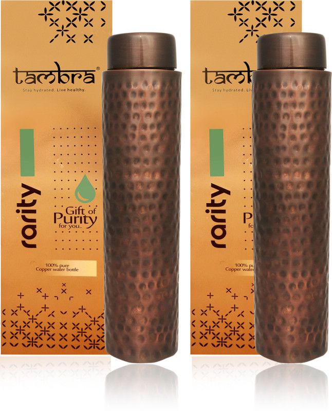 Tambra Rarity Diamond Tower Copper Jointless Bottle - Pack of 2 950 ml Bottle  (Pack of 2, Copper, Copper)