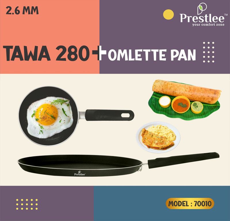 Sabari Prestlee PNFT-70010 Non-Stick Coated Cookware Set/Tawa Combo/Tawa Set/Tawa Pan Tawa 28 cm diameter  (Aluminium, Non-stick)