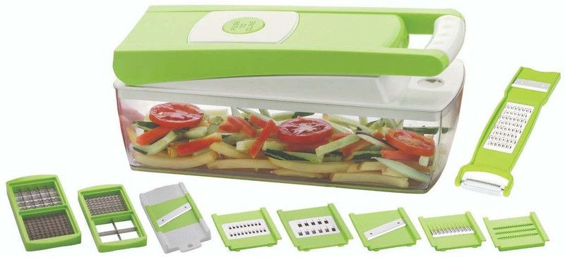 Skight 12 in 1 (green) multi vegetable cutter, fruit slicer and Vegetable & Fruit Grater & Slicer  (12 in 1 cutter set, chopper, grater, peeler, Slicer, vegetable cutter, fruit cutter)