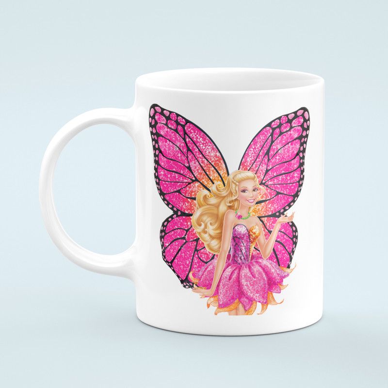 Barbie butterfly printed Ceramic Coffee Mug  (325 ml)