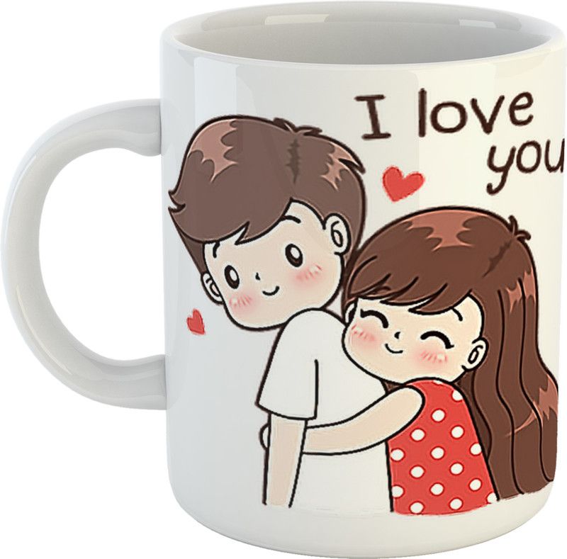 Divine Handicraft  Gift for Couples Girlfriend Boyfriend Husband Wife On Birthday Anniversary Valentine's Day; I Love You Printed Ceramic Coffee  (350 ml) Ceramic Coffee Mug  (350)