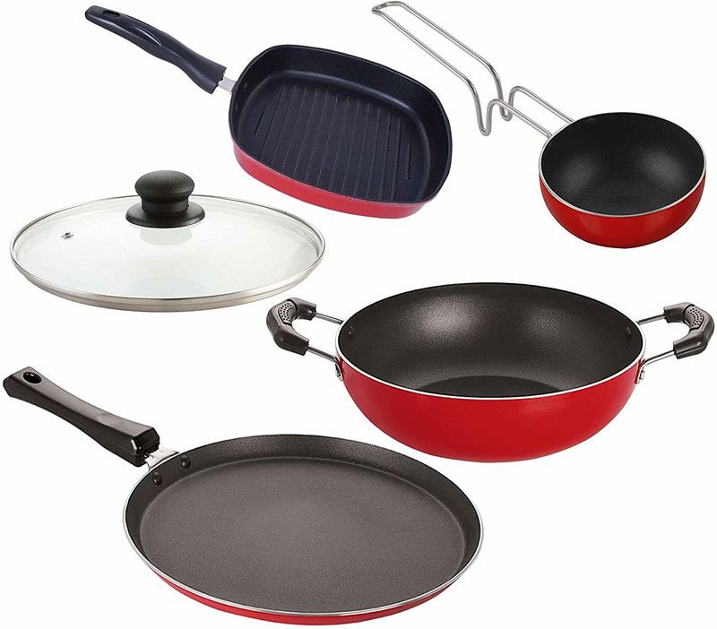 NIRLON Aluminium Non-Stick Cookware Set -32mm_VG_GP22.5_KD14_FT12_1GLID Non-Stick Coated Cookware Set  (Aluminium, 5 - Piece)