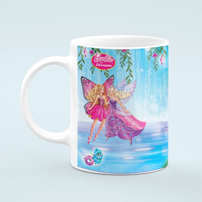 Blue Background Barbie My Dreams printed Ceramic Coffee Mug  (325 ml)