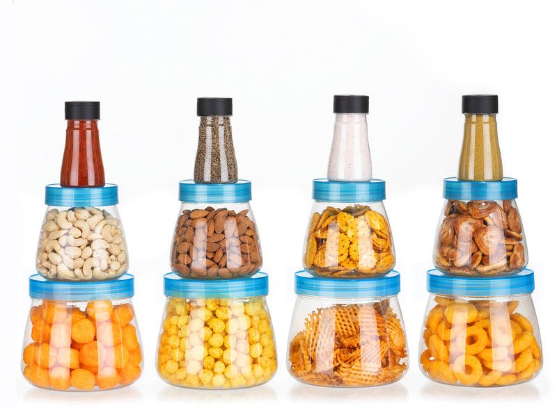 ATMAN Matka Shape Airtight Storage Container Jar Set for Kitchen Food Storage Containers Plastic Kitchen Storage Jars and Container Set, Kitchen Storage Container - 1200 ml, 600 ml, 125 ml Plastic Cereal Dispenser  (Pack of 12, Blue)