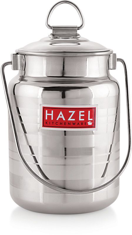 HAZEL Stainless Steel Designer Barani, Milk, Ghee, Oil Multipurpose Container, 2 Ltr, Silver - 2 L Steel Milk Container  (Silver)