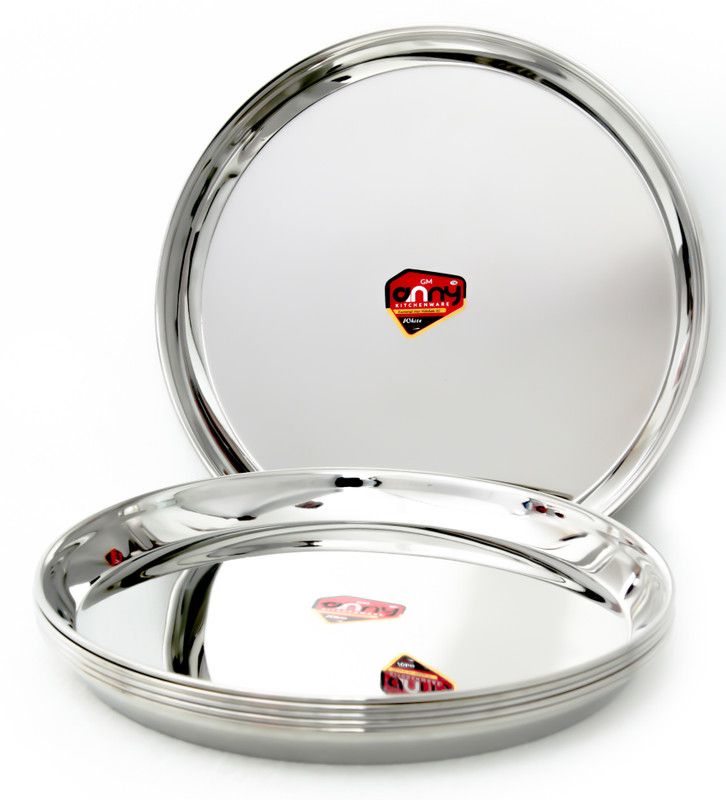 Anny Stainless Steel Kanchan Bogi Plates Set Of 4 (13 Inch) Dinner Plate  (Pack of 4)