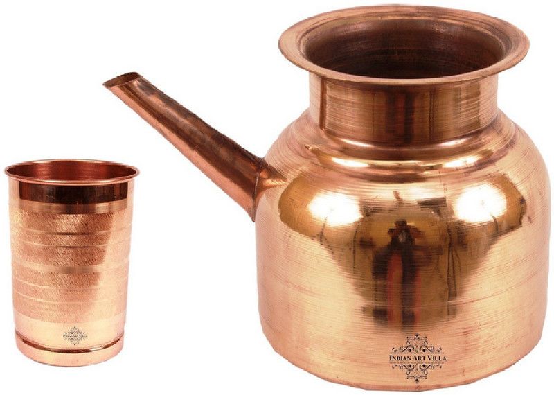 IndianArtVilla IAV-CB-1-197 Jug Glass Set  (Copper)