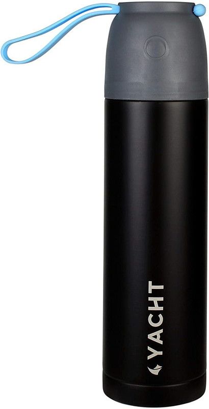 YACHT Vacuum Insulated Hot & Cold Double-Wall Thermosteel Bottle, Vintage 400 ml Flask  (Pack of 1, Black, Steel)