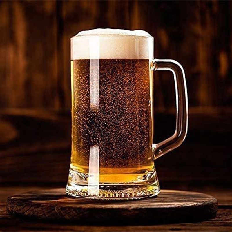 Stylish Glass Beer With Handle - 450 ml( Pack of 1 ) Glass Beer Mug  (450 ml)