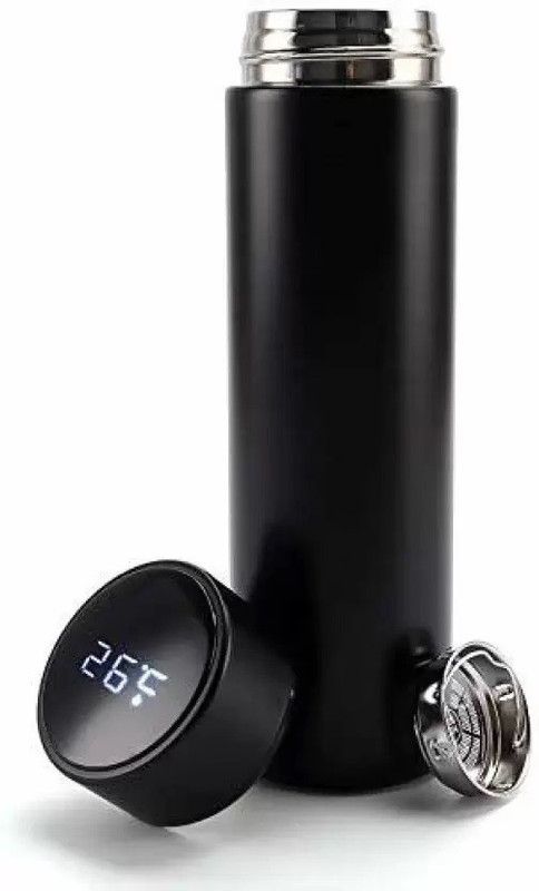 Dee-Gee Smart Water Bottle with LCD Touch Temperature Display Multicolor 1pc 500 ml Flask  (Pack of 1, Black, Steel)