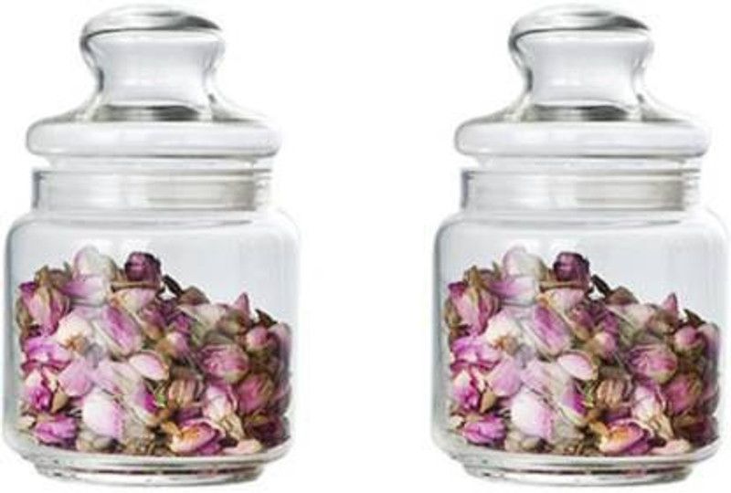 TRENDCARD Glass Tea Coffee & Sugar Container - 500 ml  (Pack of 2, Clear)