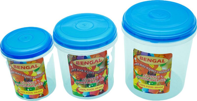 Clarzz Plastic Grocery Container - 3 L  (Pack of 3, Blue)