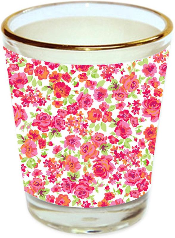 Sri Sai Shopping vodka shot glass multicolor floral design with golden rim for home and bar accessories 40ml (style-10508) Glass Shot Glass  (40 ml, Glass, Multicolor)