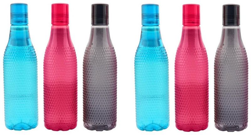 ELVIZ Leak Proof Bubble Shape Water Bottle Use for Fridge, School, Office 1000 ml Bottle  (Pack of 6, Multicolor, Plastic)