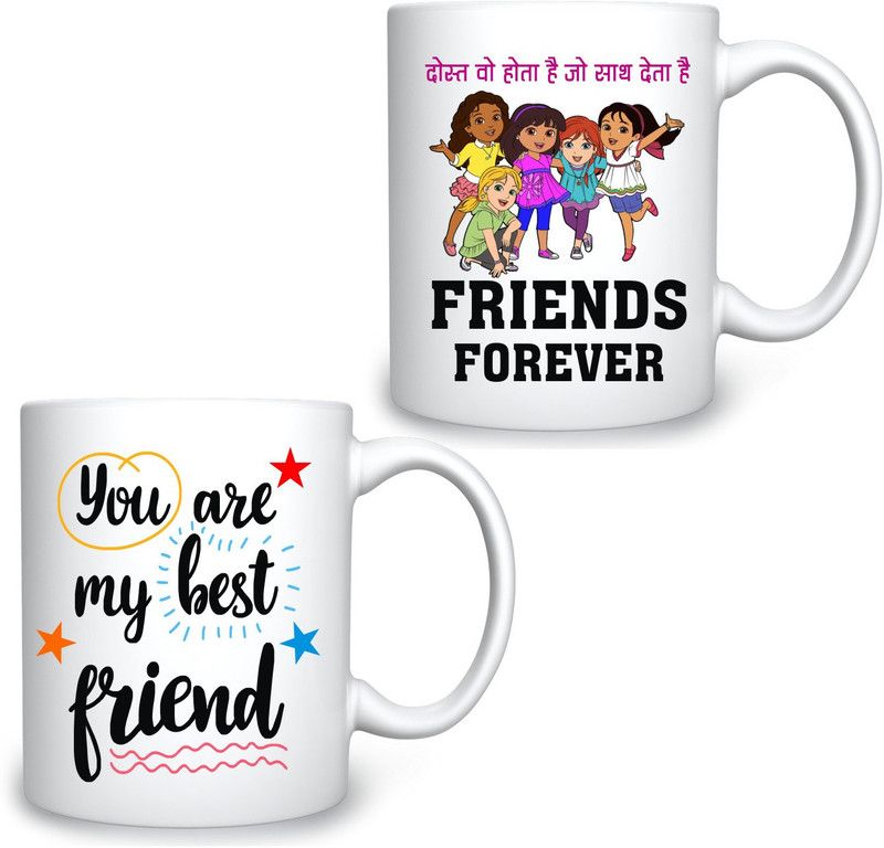 ADITI Designs You are my best Friend Ceramic Coffee Mug  (300 ml, Pack of 2)