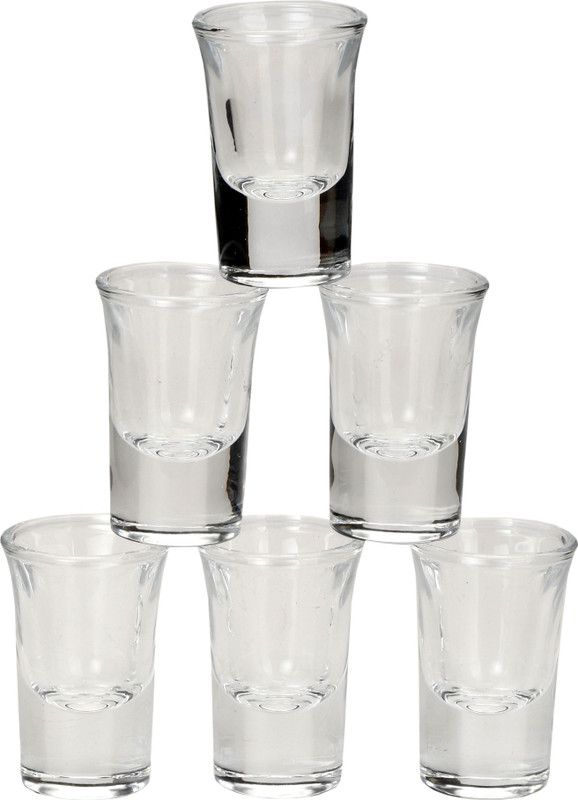Somil (Pack of 6) Self Stylish & Designer Short Glass With Heavy & Strong Wall KJ87 Glass Set Shot Glass  (15 ml, Glass, Clear)