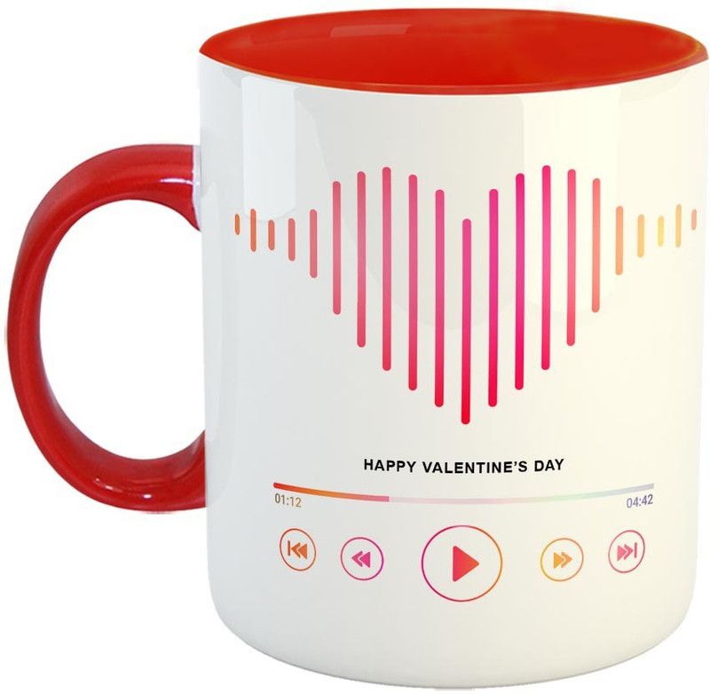 Furnish Fantasy Happy Valentines Day Ceramic Coffee - Best Gift for Husband, Boyfriend, Girlfriend, Wife, Valentines Day Gift - Color - Red (1135) Ceramic Coffee Mug  (350 ml)
