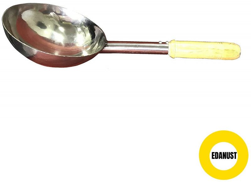 EDANUST 15inch Chinese Wok/Cooking Spoon/Serving Spoon Fry Pan 38.8 cm diameter 1 L capacity  (Stainless Steel)