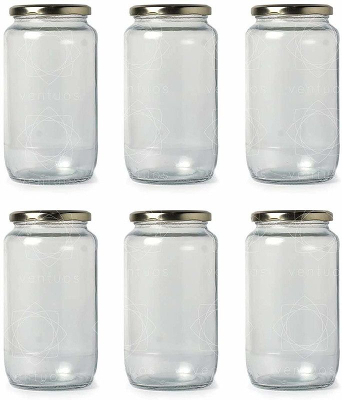KAMLAGLASS Glass Pickle Jar - 1000 ml  (Pack of 6, Clear)