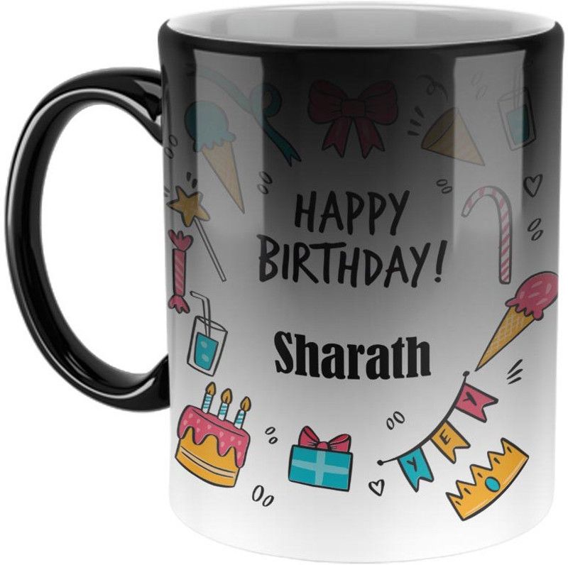 Furnish Fantasy Best Birthday Gift - Color Changing Magic, Name - Sharath Ceramic Coffee Mug  (350 ml)