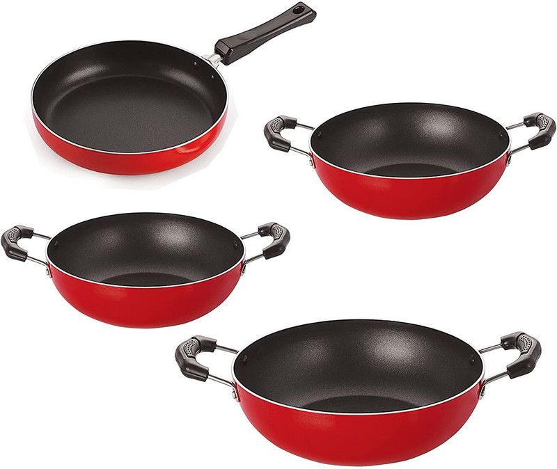 NIRLON 3 Layer Non-Stick Coated 4 Piece Aluminium Cookware Kitchen Item Combo Set, FP11_KD10_KD11_KD12 Non-Stick Coated Cookware Set  (PTFE (Non-stick), Aluminium, 4 - Piece)