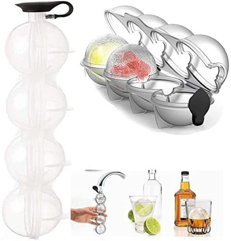 Vayragya mart 4 Hole Ice Cube Ball Maker Tray |Leak Proof Plastic, Silicone Ice Ball Tray White Plastic Ice Cube Tray  (Pack of1)