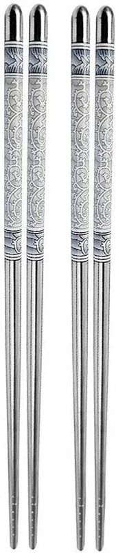 CRIYALE Cooking, Eating, Chewing, Training, Decorative Stainless Steel Korean, Chinese, Japanese, Vietnamese Chopstick  (Silver Pack of 4)