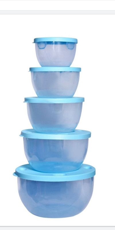 RADHE Plastic Grocery Container - 1000 ml, 2000 ml, 3000 ml, 4000 ml, 5000 ml  (Pack of 5, Blue)