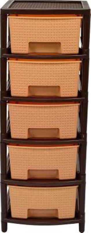 N H Enterprise Utensil Kitchen Rack Plastic Multipurpose 5 Layer Standard Size (Beige) Drawer